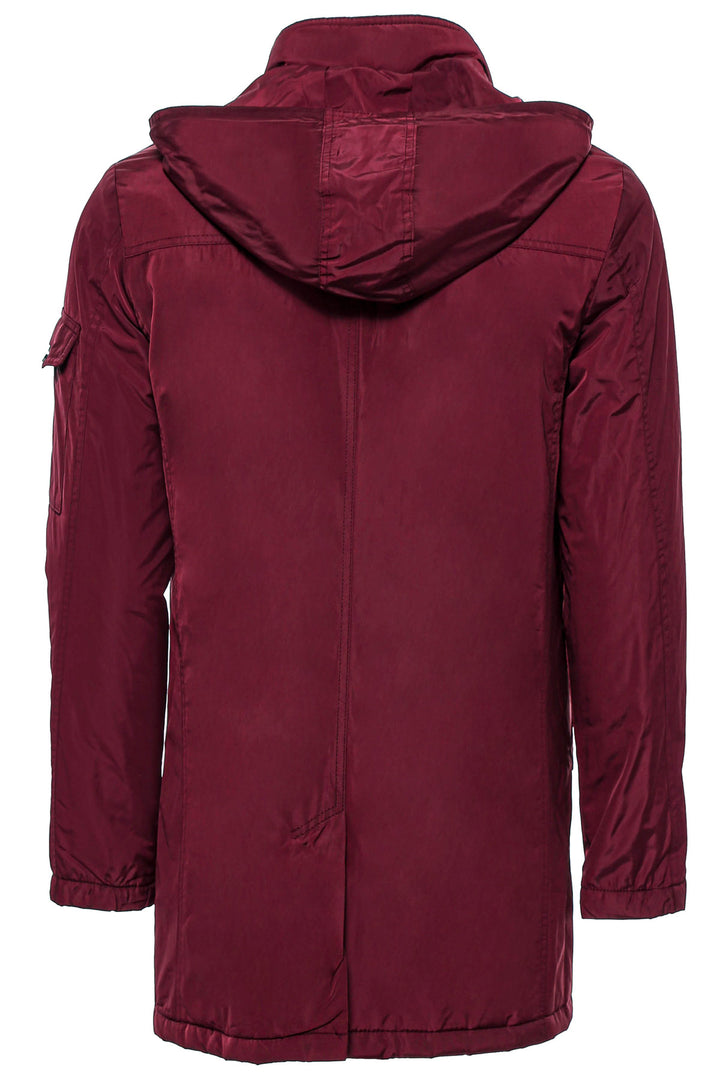 Burgundy Pocket Hooded Men's Coat - Wessi