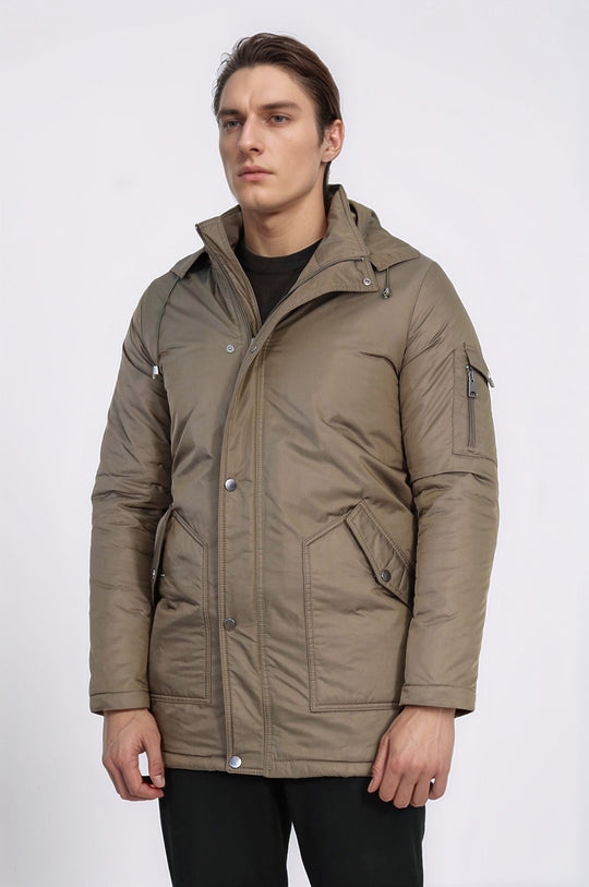 Brown Pocket Hooded Men's Coat - Wessi