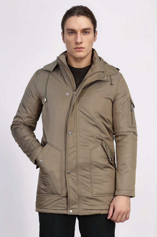 Brown Pocket Hooded Men's Coat - Wessi