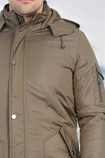 Brown Pocket Hooded Men's Coat - Wessi