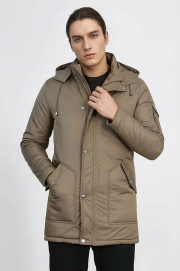 Brown Pocket Hooded Men's Coat - Wessi