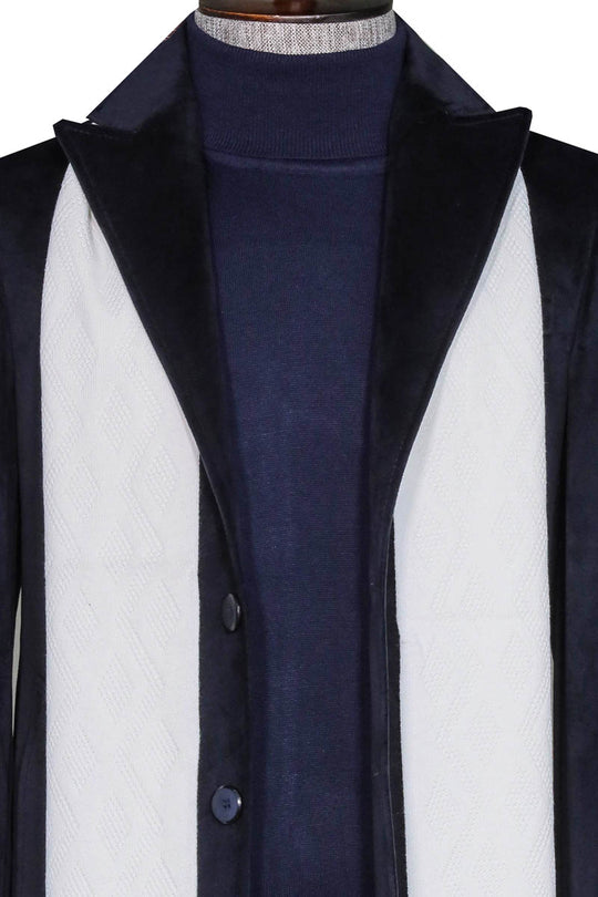 Navy Blue, White, Maglione a Collo Alto e Pantaloni a Quadri - Moda Invernale Uomo Wessi Urban