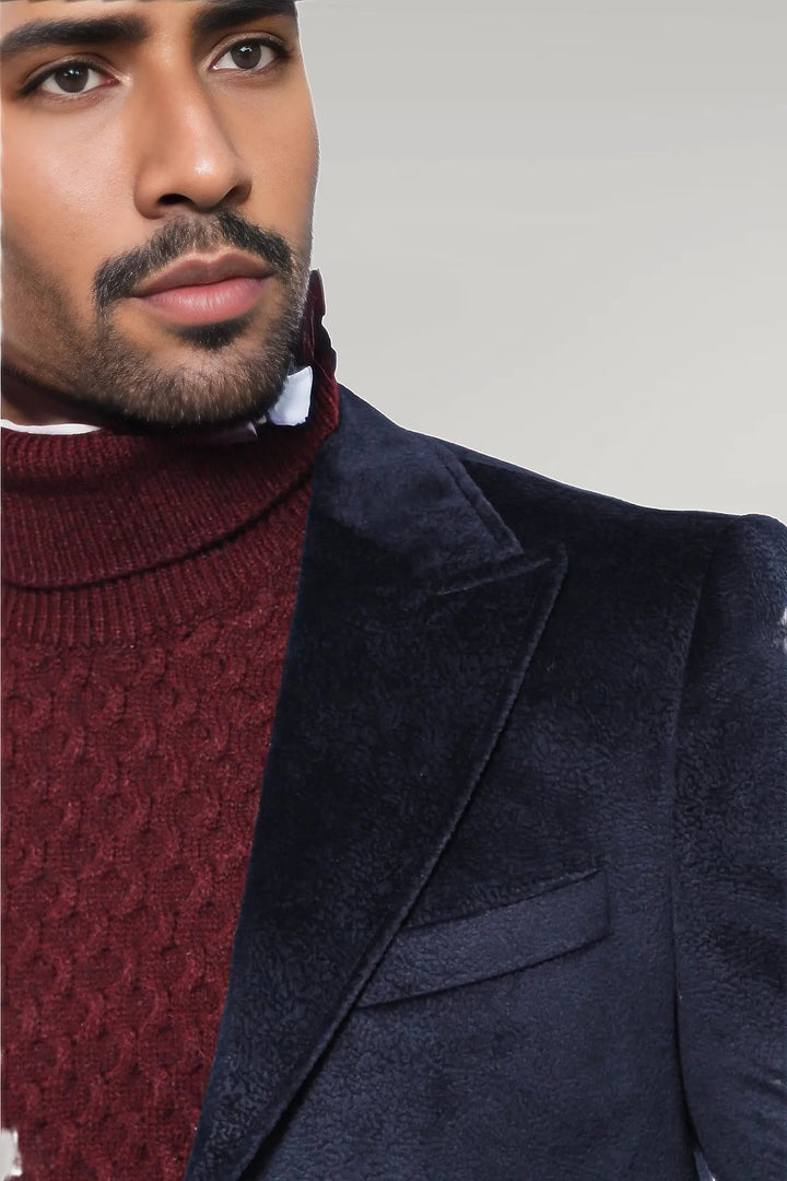 Abrigo Hombre Cachet Solapa Ancha Azul Marino - Wessi