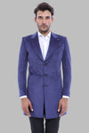 Peak Lapel Blue Men Coat - Wessi