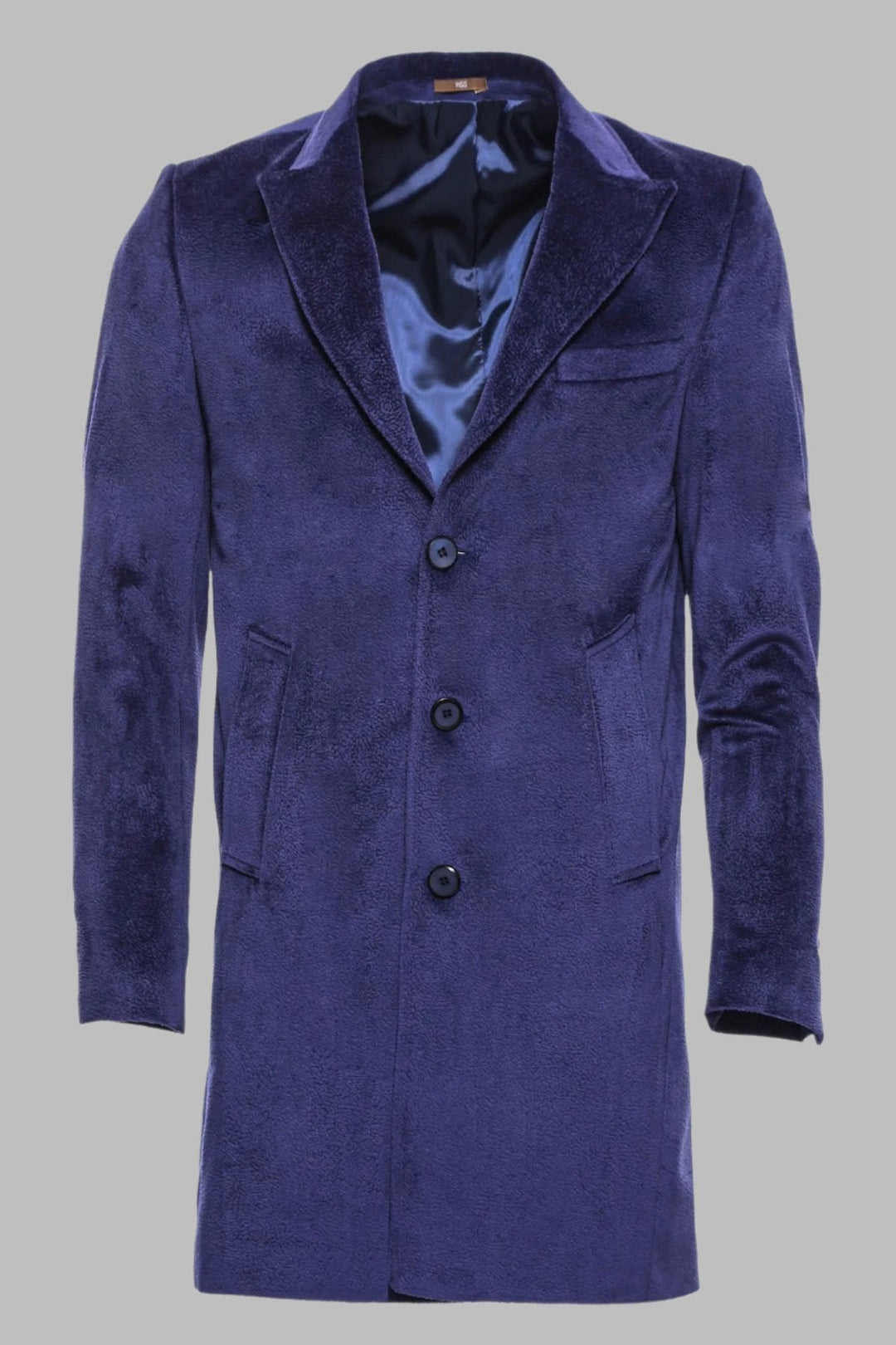 Peak Lapel Blue Men Coat - Wessi