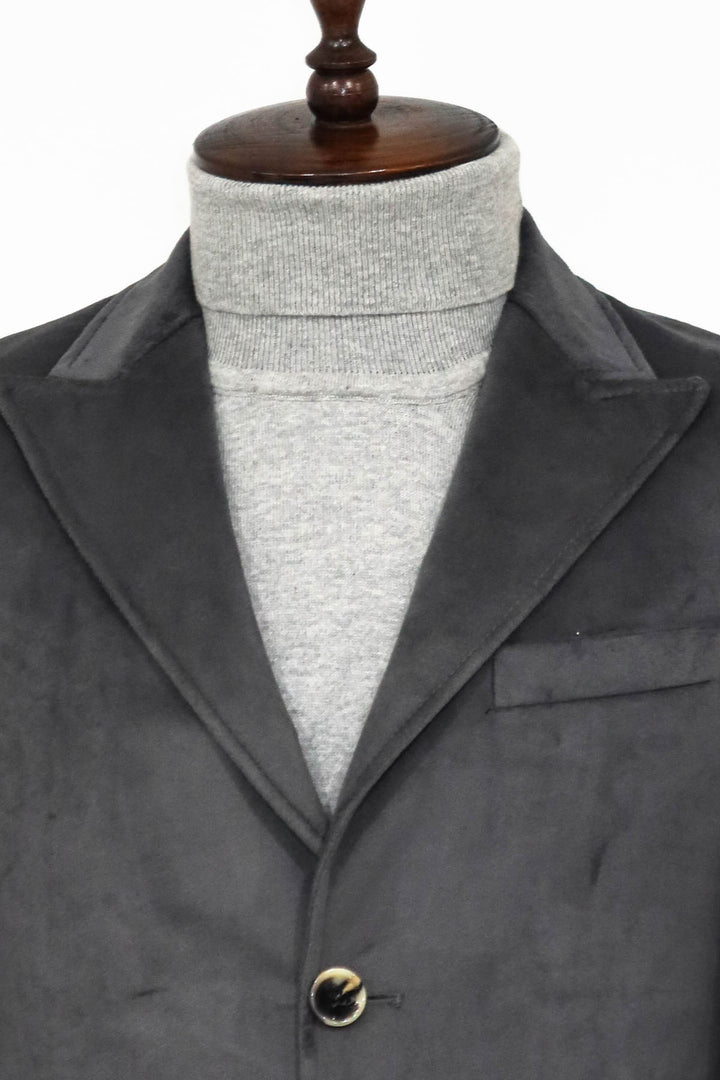 Abrigo Hombre Ante Slim Fit Largo Gris - Wessi