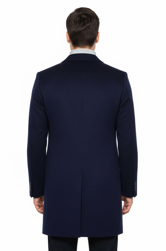Manteau Homme Bleu Marine à Large Col Pointu Au Genou - Wessi