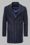 Checked Navy Blue Men Coat - Wessi