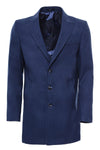 Plain Peak Lapel 3 Buttons Blue Men Coat - Wessi