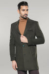 Wide Lapel Green Men Peacoat - Wessi