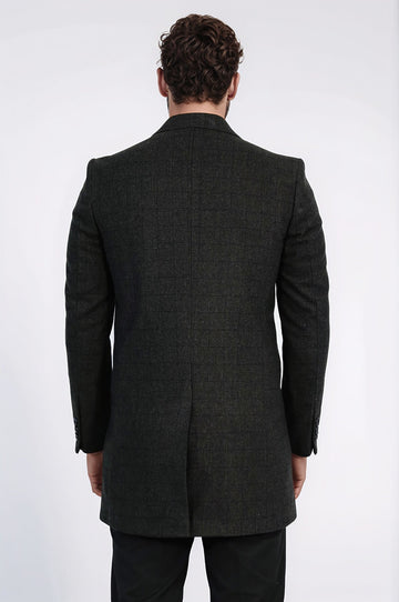 Wide Lapel Striped Slim Fit Anthracite Men Coat - Wessi