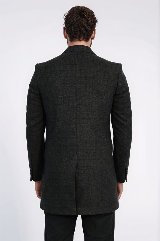 Wide Lapel Striped Slim Fit Anthracite Men Coat - Wessi