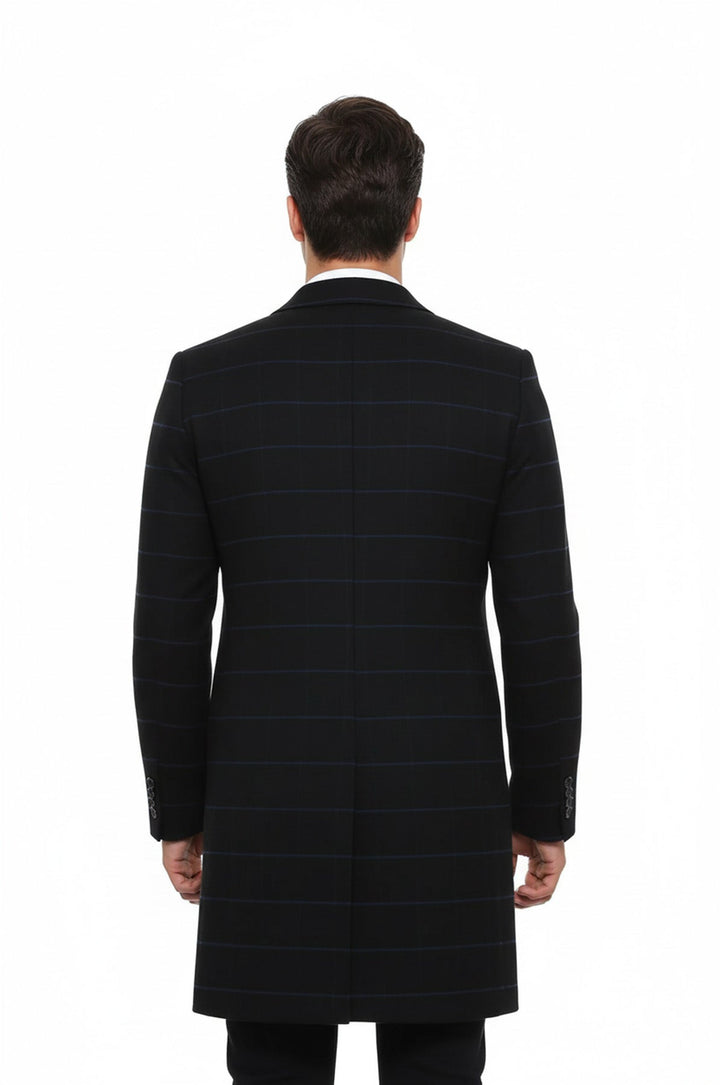 Wide Pointed Collar Black Men Coat - Wessi