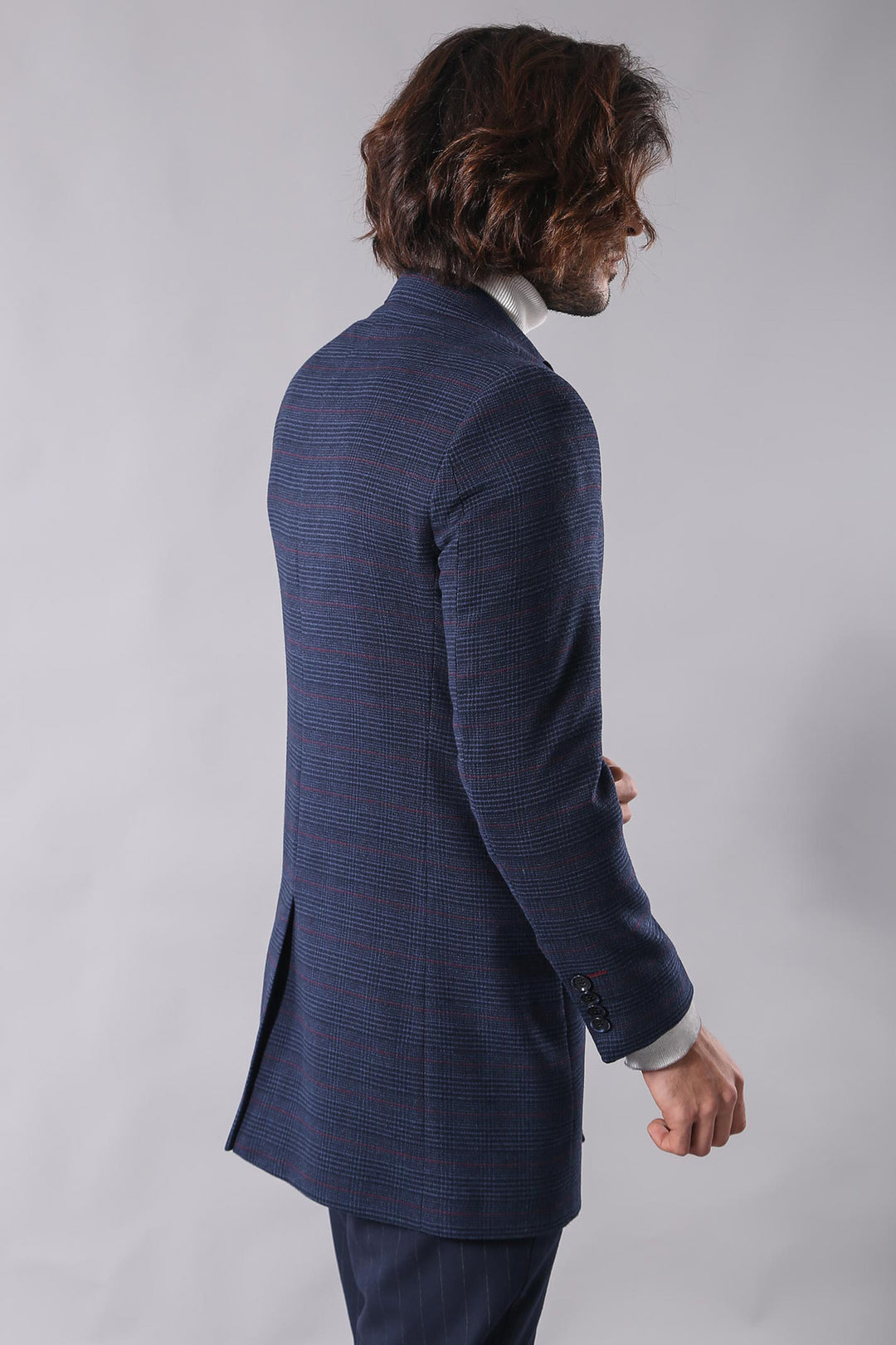 Manteau Homme Bleu Col Large Pointu - Wessi
