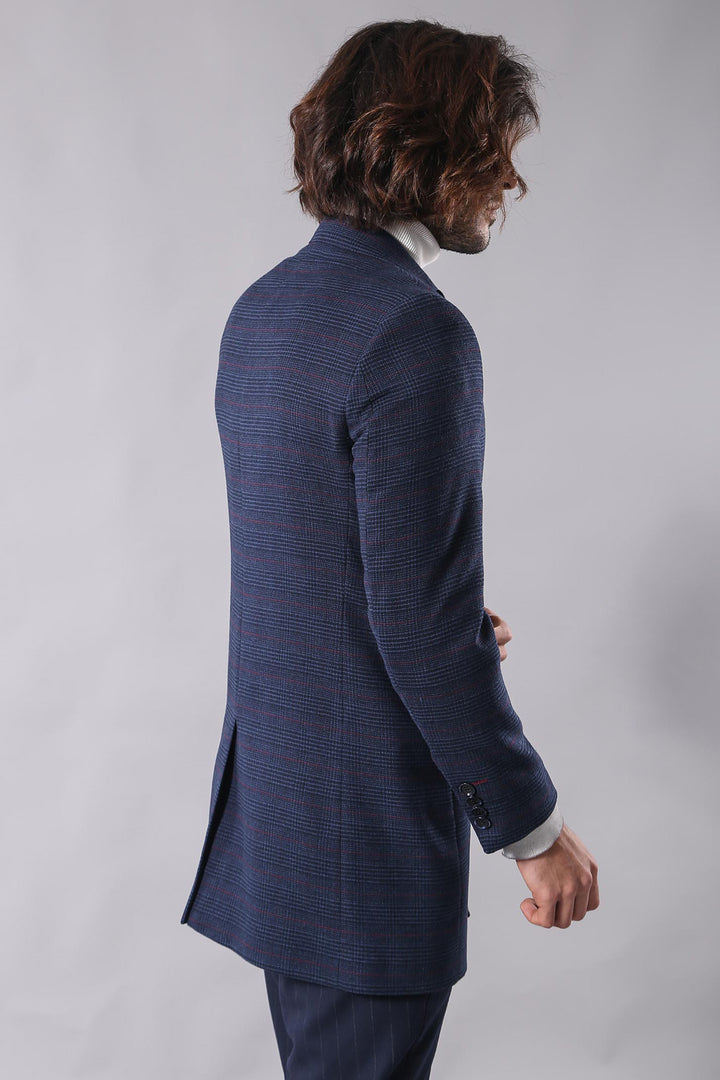 Manteau Homme Bleu Col Large Pointu - Wessi