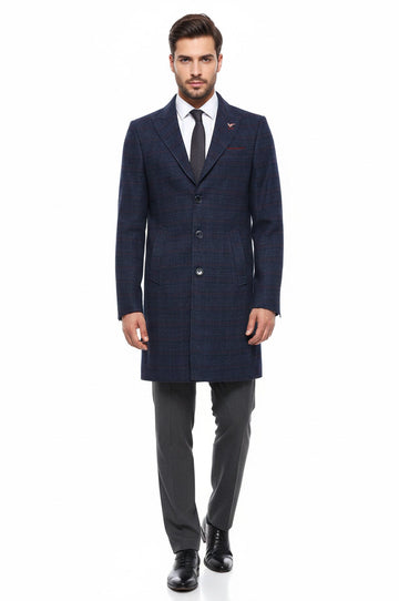 Manteau Homme Bleu Col Large Pointu - Wessi