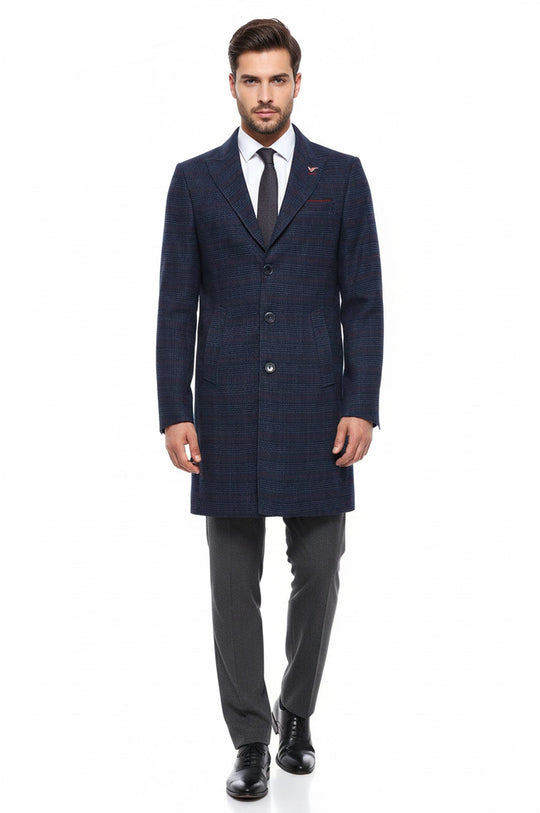 Manteau Homme Bleu Col Large Pointu - Wessi