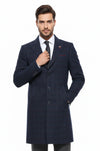 Abrigo Hombre Azul Cuello Pico Ancho - Wessi