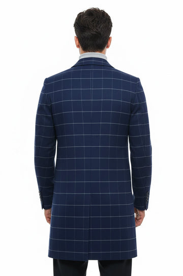 معطف رجالي نيلي بياقة مدببة واسعة - ويسي