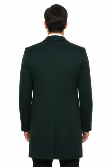 Wide Pointed Collar Green Men Coat - Wessi