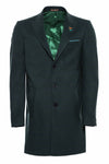 Wide Pointed Collar Green Men Coat - Wessi