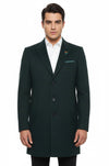 Wide Pointed Collar Green Men Coat - Wessi