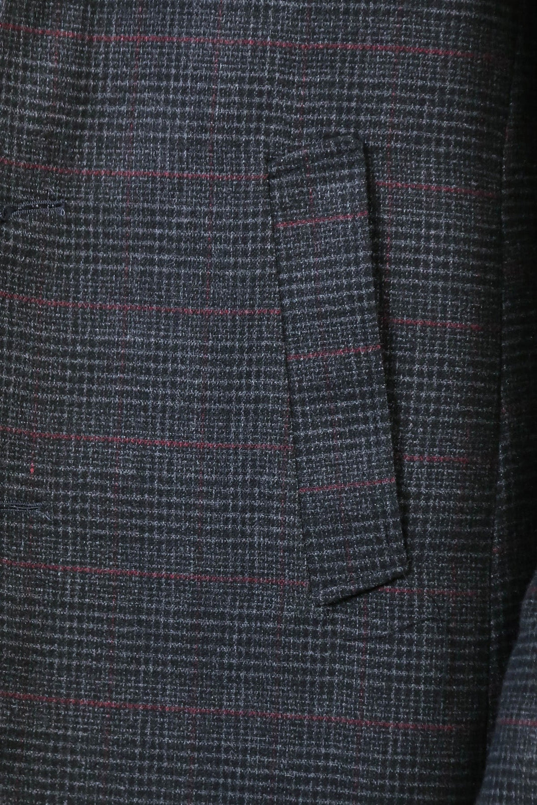 Wide Pointed Collar Anthracitic Plaid Coat - Wessi