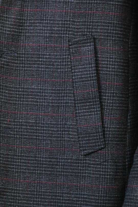 Cappotto scozzese antracite con colletto largo a punta - Wessi