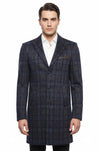 Plaid Over Knee Smoked Men Coat - Wessi