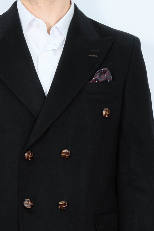 Blazer negro de corte slim con doble botonadura para hombre - Wessi