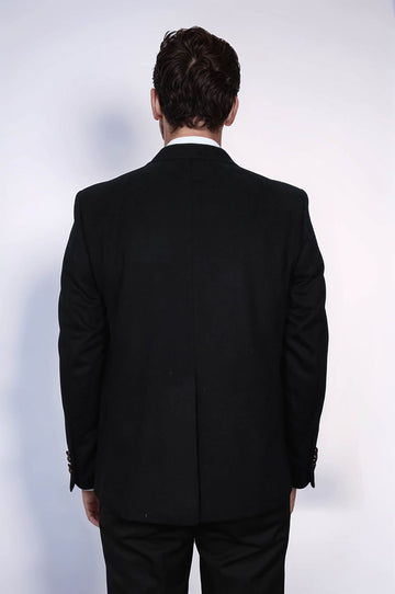 Blazer negro de corte slim con doble botonadura para hombre - Wessi