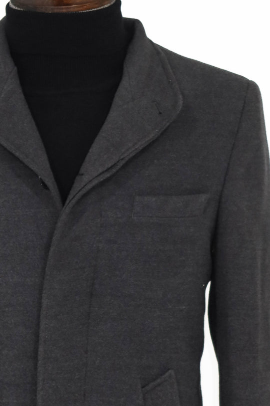 Mandarin Collar Grey Men's Long Men's Coat | Wessi