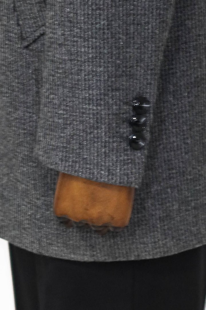 Manteau Homme Gris à Motifs Col Montant - Wessi