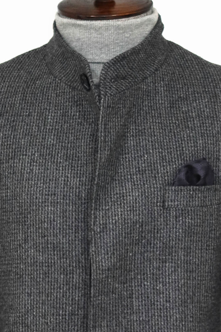 Manteau Homme Gris à Motifs Col Montant - Wessi