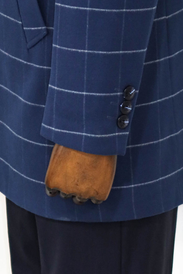 Cappotto da uomo blu scozzese con colletto in piedi - Wessi