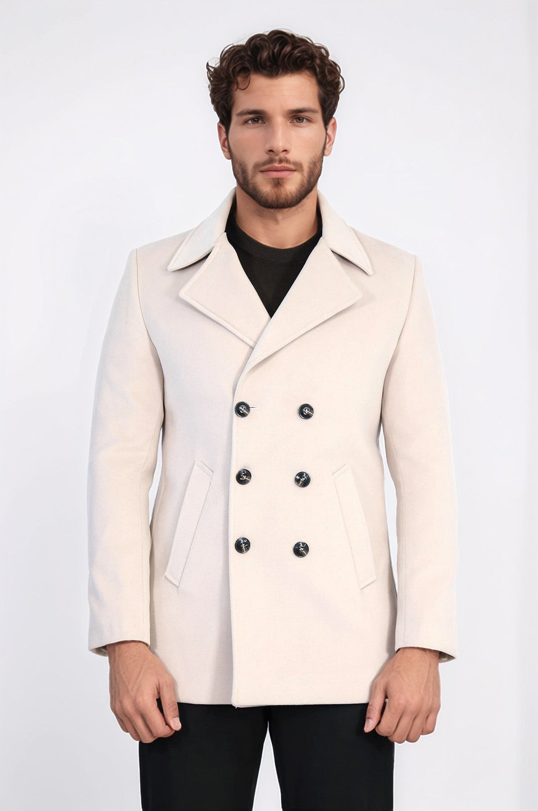 Double Breasted Cachet Cream Color Coat - Wessi
