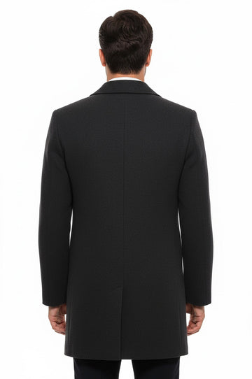 Anthracite Hidden Button Peak Lapel Coat - Wessi