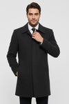 Anthracite Hidden Button Peak Lapel Coat - Wessi