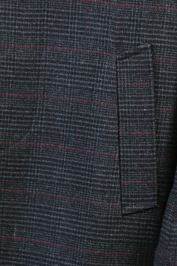 Black Hidden Button Peak Lapel Coat - Wessi
