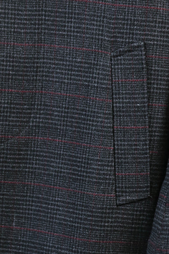 Black Hidden Button Peak Lapel Coat - Wessi
