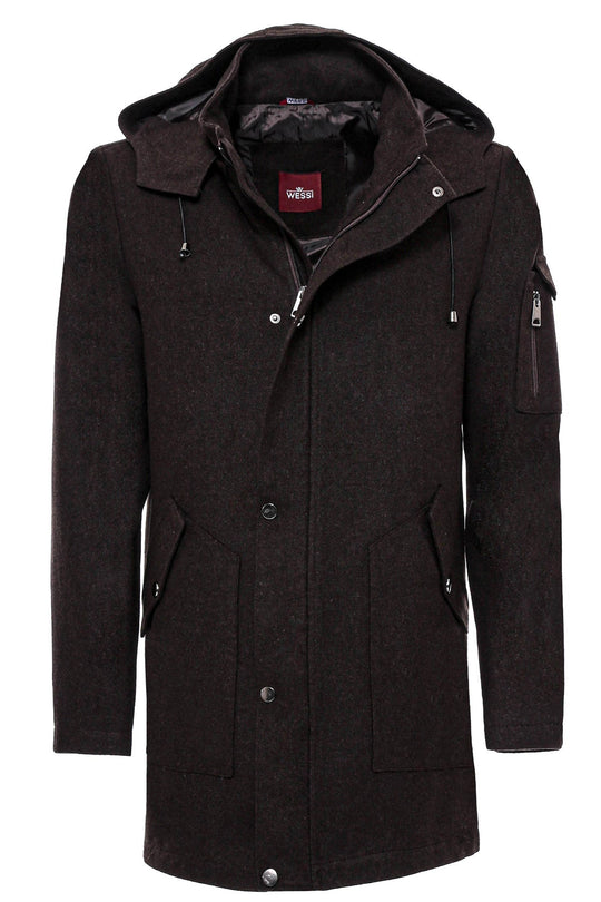 Коричневое пальто Cachet с капюшоном и скрытой молнией - Wessi