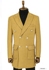 Metal Buttons Wool Cashmere Tan Men Double Breasted Coat - Wessi