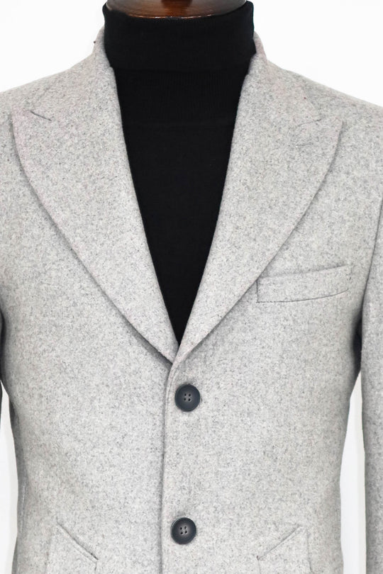Cappotto da uomo grigio in lana con ampio bavero - Wessi