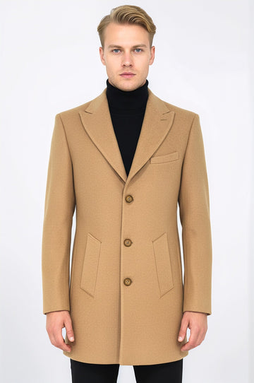 Abrigo de hombre de lana color crema con solapas anchas - Wessi