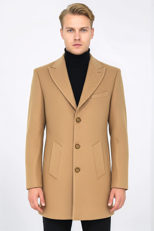 Abrigo de hombre de lana color crema con solapas anchas - Wessi