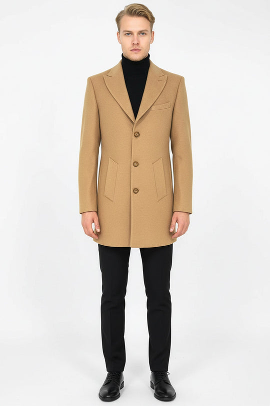 Abrigo de hombre de lana color crema con solapas anchas - Wessi