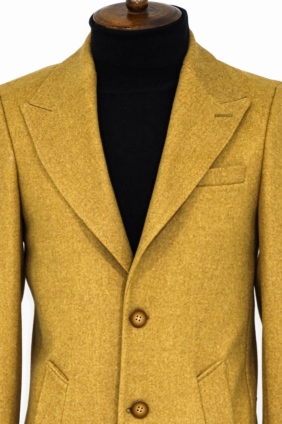Wide Lapel Wool Mustard Men Coat Wessi