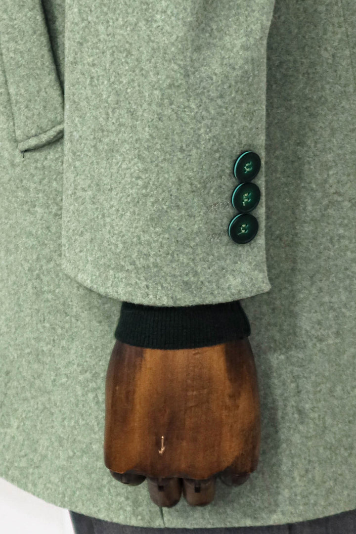 Cappotto da uomo verde petrolio in lana con risvolto ampio - Wessi
