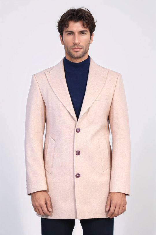 Cappotto da uomo in lana rosa chiaro con risvolto ampio - Wessi