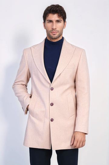Cappotto da uomo in lana rosa chiaro con risvolto ampio - Wessi